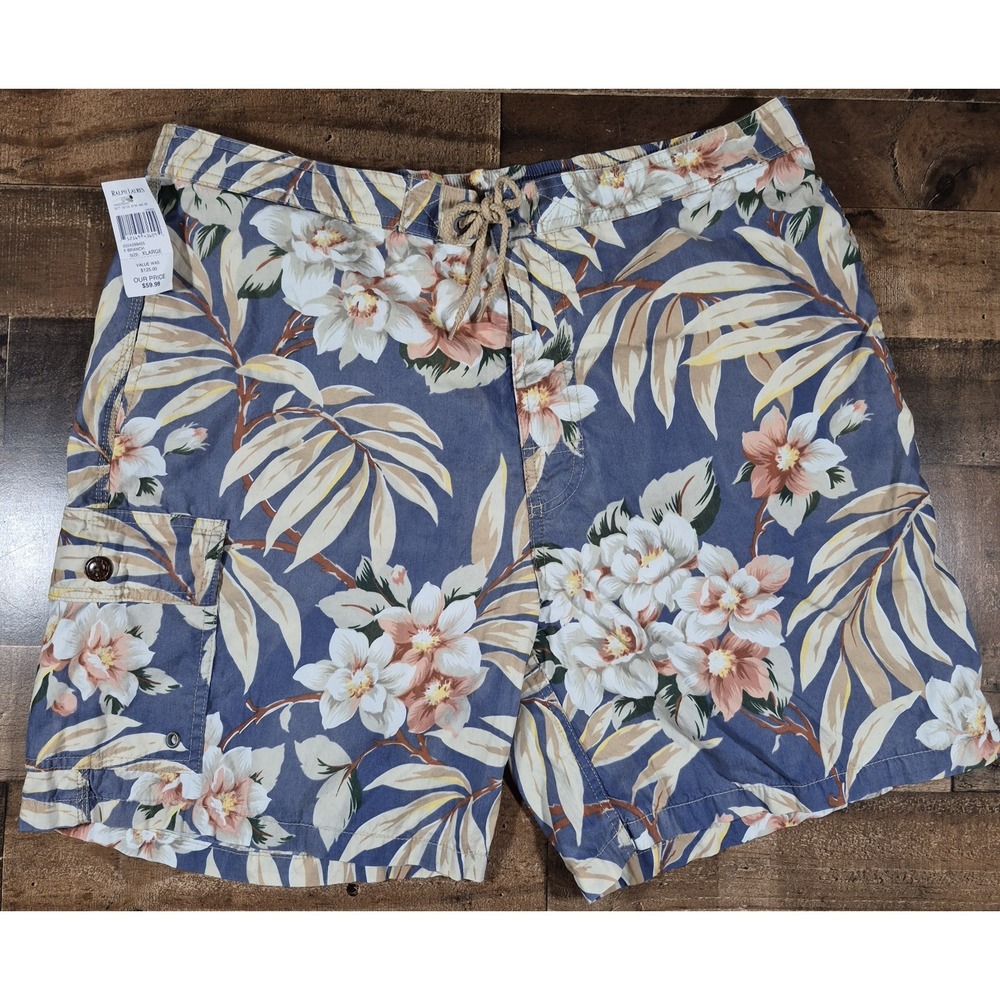 Vintage 90s Polo Ralph Lauren Swim Trunks Shorts Mens XL Floral New